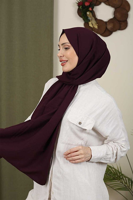 Women's Cotton Jazz Shawl - Elegant Plum