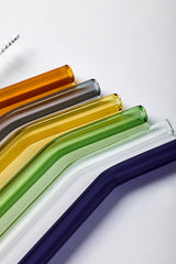 6-Pack Reusable Borosilicate Glass Straws with Cleaning Brush