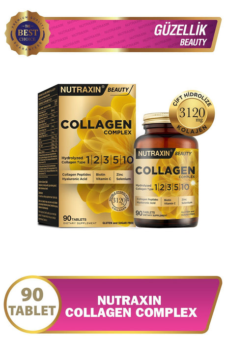 Collagen Beauty Complex Tablets - Hydrolyzed Types 1, 2, 3, 5, 10 with Biotin, Zinc, Copper & Hyaluronic Acid