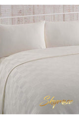 White Checkered Double Pike Blanket - 200x230 cm Cotton Blend