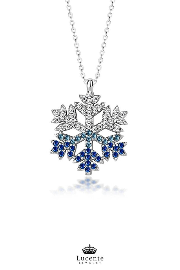 925 Sterling Silver Plated Snowflake Necklace with Light-Up Gift Box