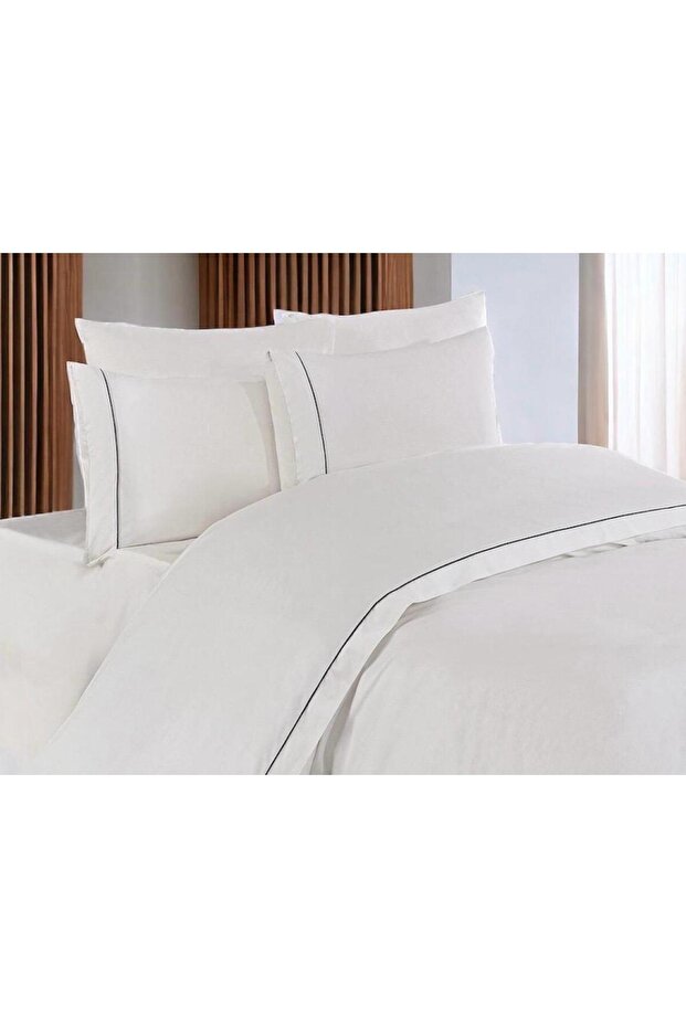 Crown Piped Double Duvet Cover Set - 4 Pieces