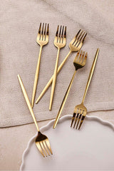 Gold Stainless Steel 6-piece Dessert Fork Set
