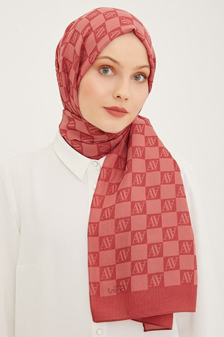 Trend Ultra Light Geometric AV Logo Shawl - Pink