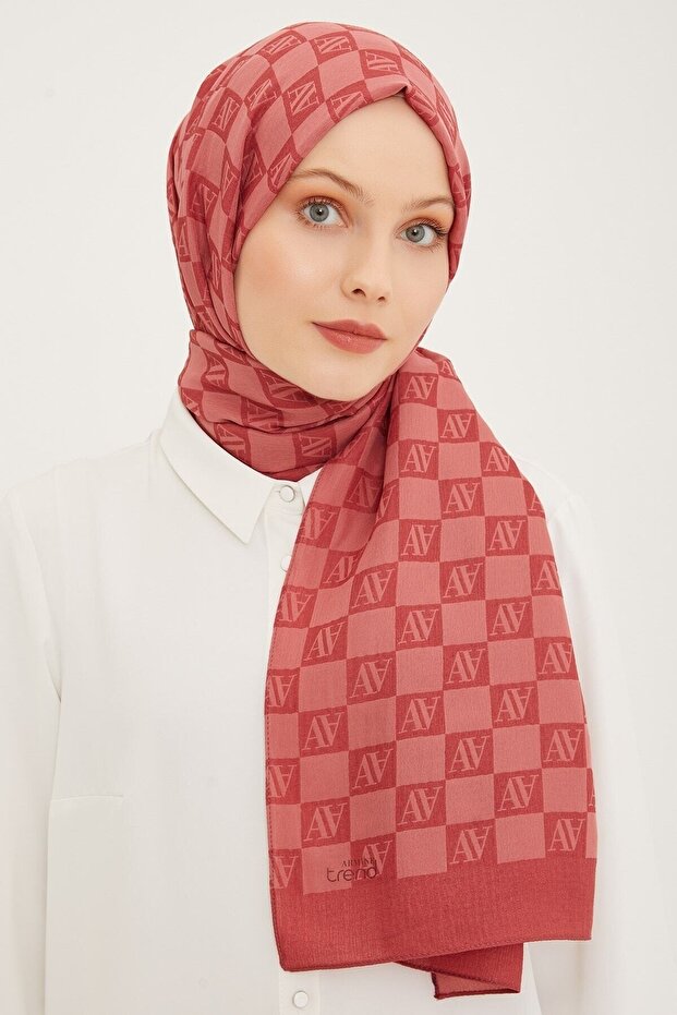 Trend Ultra Light Geometric AV Logo Shawl - Pink