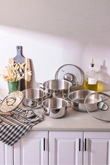 8 Piece Induction Base Stainless Steel Pot Set for Modern Kitchens
