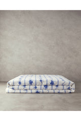 Flower Line Double Cotton Pique Bedspread - Blue Floral