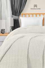 100% Cotton Waffle Bedspread - 200x230 cm Double Pike