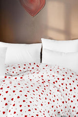 Heart Pattern Single Duvet Cover - 160x220 cm, Soft & Durable