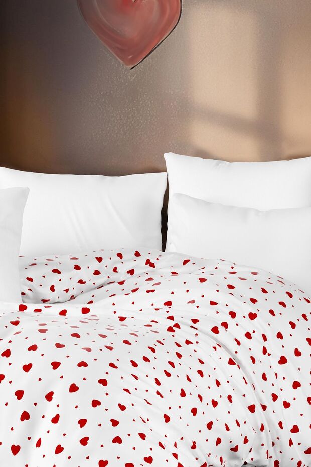 Heart Pattern Single Duvet Cover - 160x220 cm, Soft & Durable