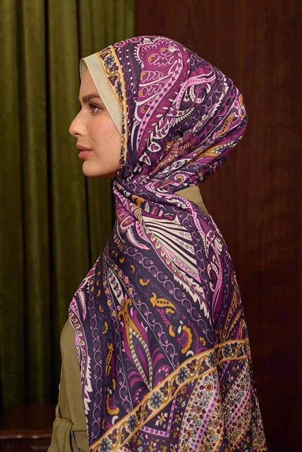 Měkký šál Marrakech - Fialovo-růžový paisley