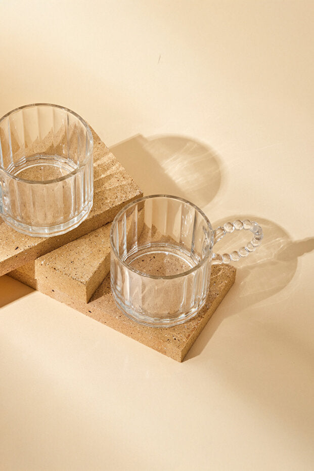 Ringo Dream Line 325ml Glass Mugs - Set of 2 with Beaded Handles