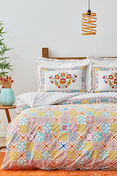 Lumina 100% Cotton Double Duvet Cover Set - Yellow