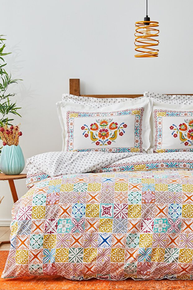 Lumina 100% Cotton Double Duvet Cover Set - Yellow