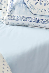 Amelia Blue Single 100% Cotton Fitted Duvet Cover Set