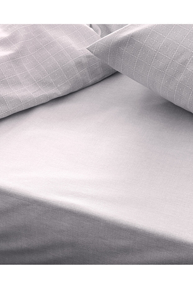 Odette Double 100% Cotton Ranforce Duvet Cover Set - Grey