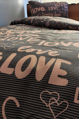 Set Copripiumino Singolo Love - 160x220cm, 3 Pezzi