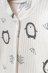 Baby Penguin Ribbed Cotton Romper - Soft & Comfortable 0-3 Months