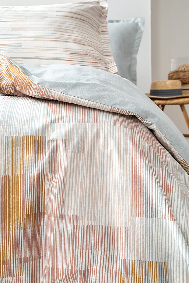 Dales Double Ranforce Duvet Cover Set - Striped Sage Design