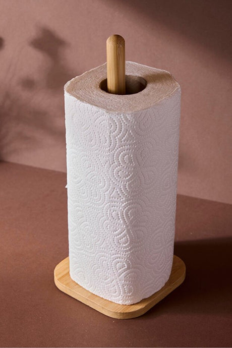 Bamboo Paper Towel Holder - Square Base Kitchen Roll Stand