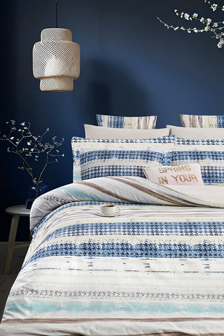 Boho Blue Double Duvet Cover Set - 200x220cm, 4-Piece