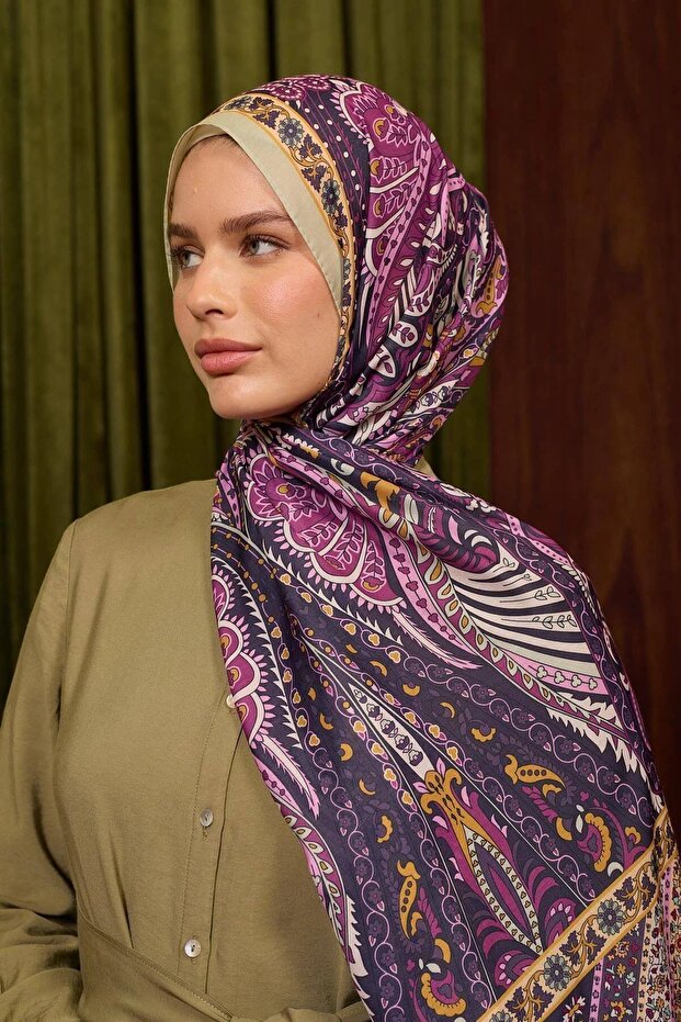 Měkký šál Marrakech - Fialovo-růžový paisley