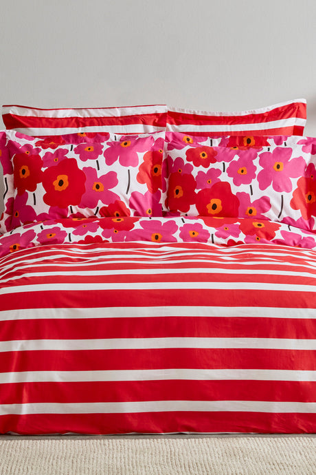Ernie Double Duvet Cover Set - 100% Cotton Pink Floral