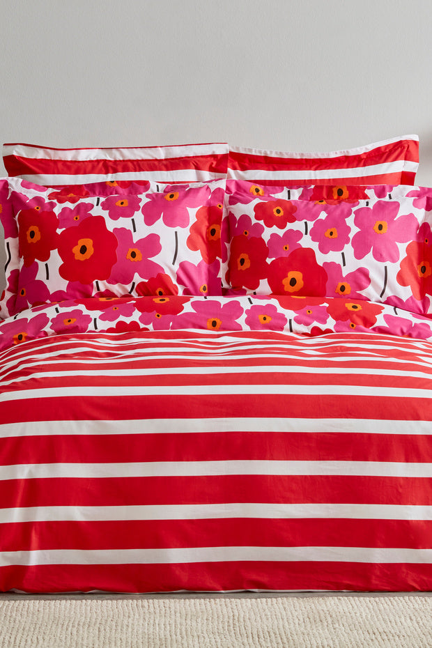 Ernie Double Duvet Cover Set - 100% Cotton Pink Floral