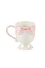 White Bow Pattern Ceramic Mug - 300ml Capacity