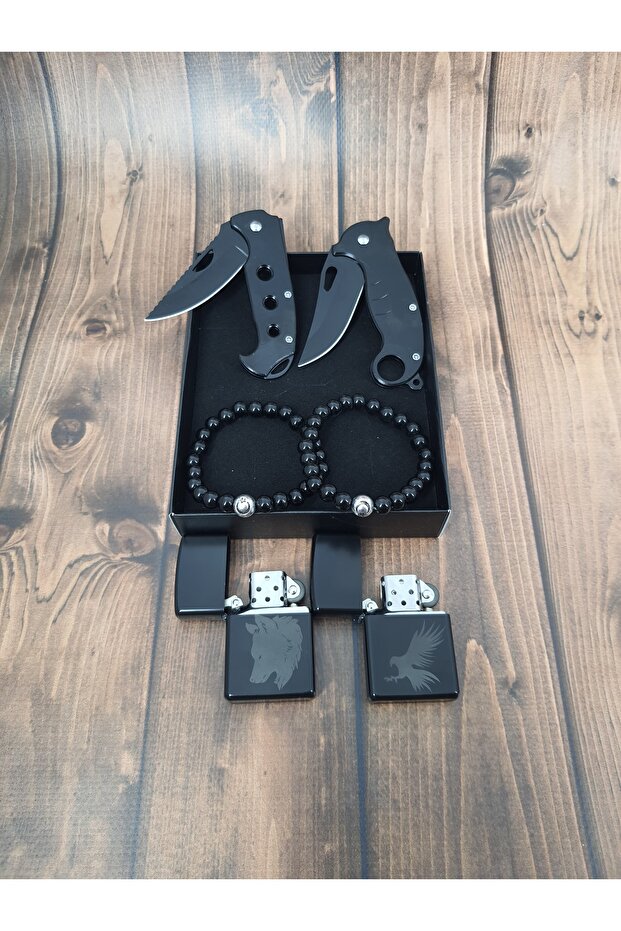 6-Piece Friend Gift Set - 2 Knives, 2 Lighters, 2 Bracelets