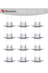 Pasabahce Timeless Turkish Tea Glass & Saucer Set - 24 Piece Bulk