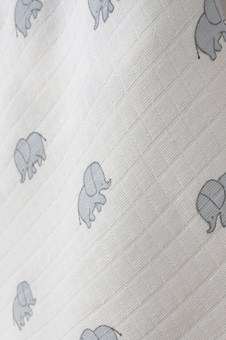 Newborn 6-Piece 100% Cotton Elephant Print Hospital Exit Set with Muslin Blanket