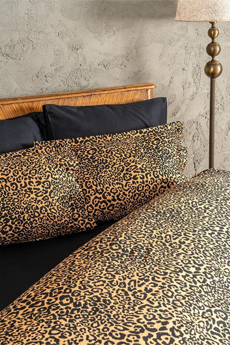 Panthera Double Leopard Print 100% Cotton Sateen Duvet Cover Set