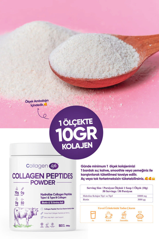 Hydrolyzované kolagenové peptidy v prášku - 500g (50 porcí)