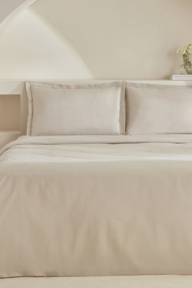 Lavin 100% Cotton Double Duvet Cover Set - Beige
