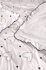 100% Cotton Ranforce Double Ruffled Heart Duvet Cover Set