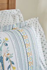Frega 100% Cotton Single Duvet Cover Set - Green Pattern