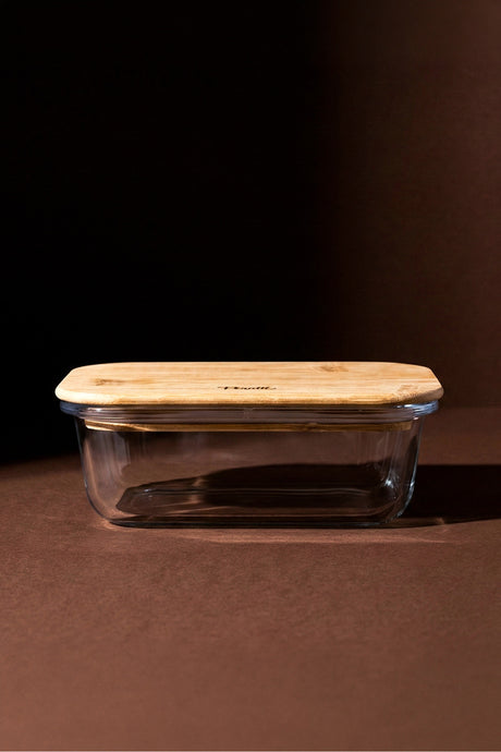 Locky Bamboo Glass Food Storage Container - 370ml