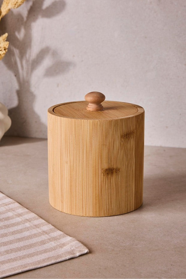 Pisa Bamboo Single Spice Jar with Lid - 11x15 cm for Kitchen Storage