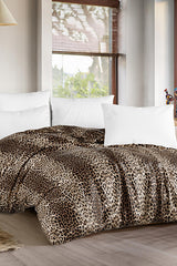Leopard Print Double Duvet Cover - 200x220 cm, 70% Cotton Blend