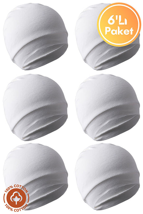 Unisex Newborn Organic Cotton Baby Beanies - 6-Pack