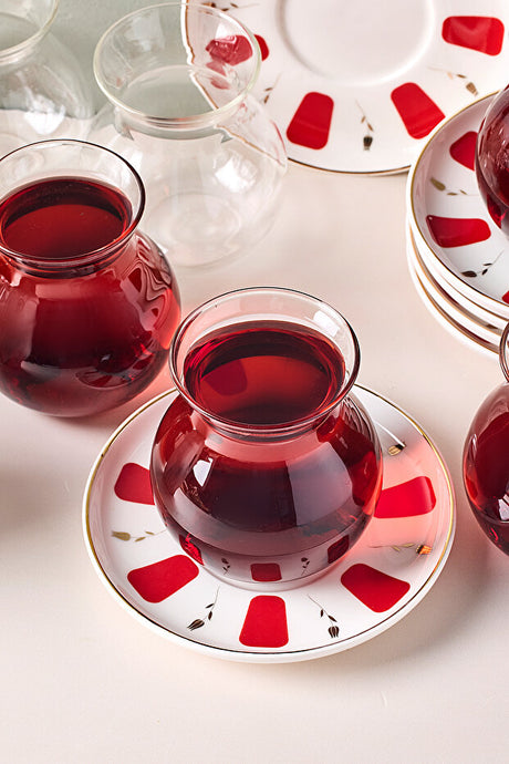 12-Piece Glass Tea Set - 6 Person, 210ml Capacity