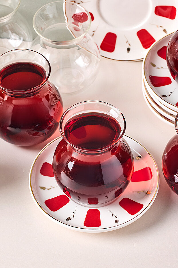 12-Piece Glass Tea Set - 6 Person, 210ml Capacity