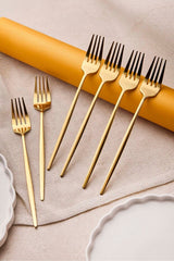 Premium Gold Stainless Steel Dinner Fork Set - 6 Pieces for Dining