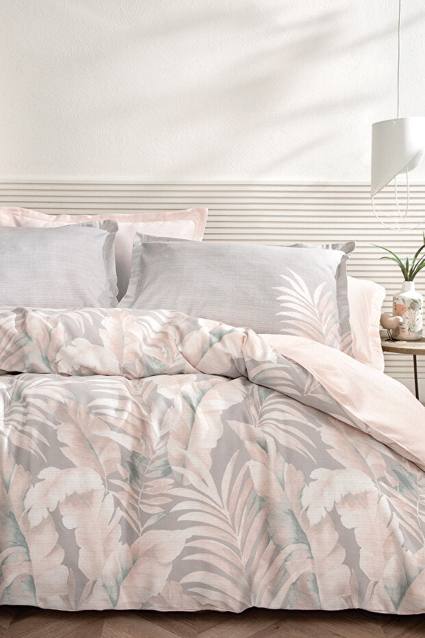 Beatrice Double Sateen Duvet Cover Set - Tropical Leaf Pattern
