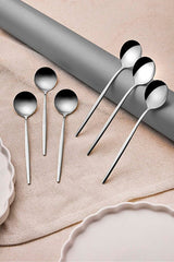 6-Piece Stainless Steel Dessert Spoon Set - Elegant & Durable