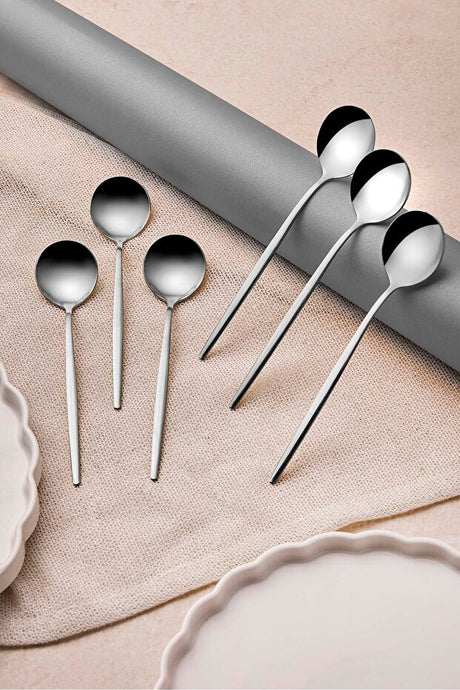6-Piece Stainless Steel Dessert Spoon Set - Elegant & Durable