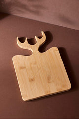 Bamboo Cutting & Serving Board - Deer Antler Handle, 28x19 cm
