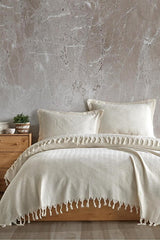 Berlino Double Pique - 200x230 cm, Striped & Tasseled