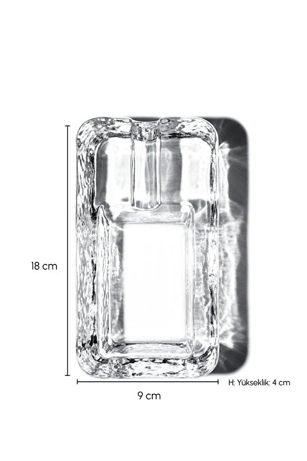 Crystal Glass Ashtray - Hand Made, Elegant Design, 18x9x4 cm